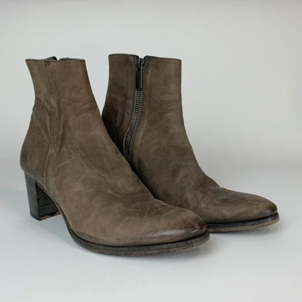 Anthropologie Peter Nappi Brown Leather Ankle Boots sz 37 (US 6.5)